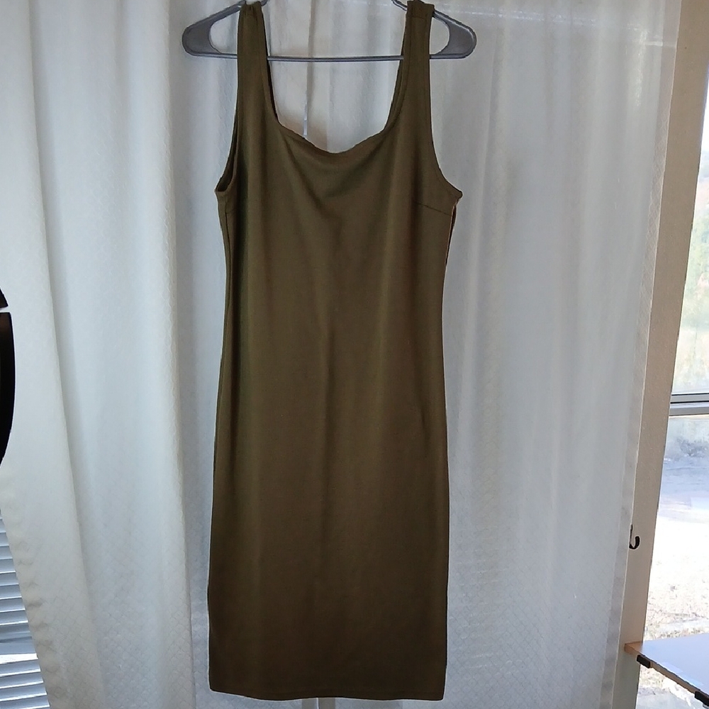 Forever 21 Olive Green Stretch Midi Dress